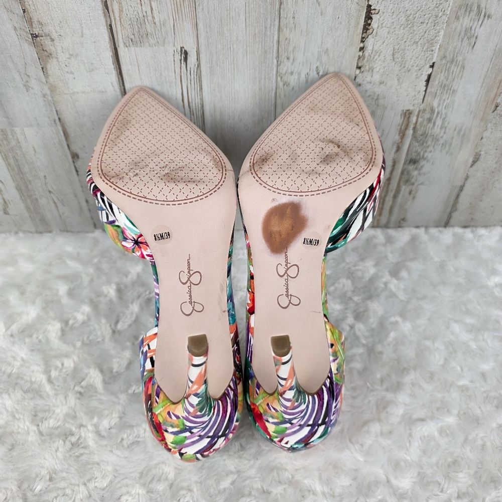 Jessica Simpson Floral d'Orsay Pump Heels Size 8.5 - Picture 7 of 10